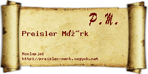 Preisler Márk névjegykártya